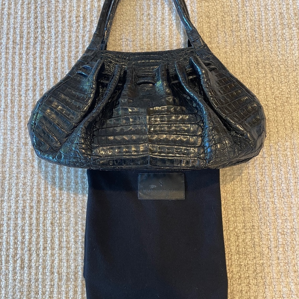 Nancy Gonzalez crocodile pleated bag